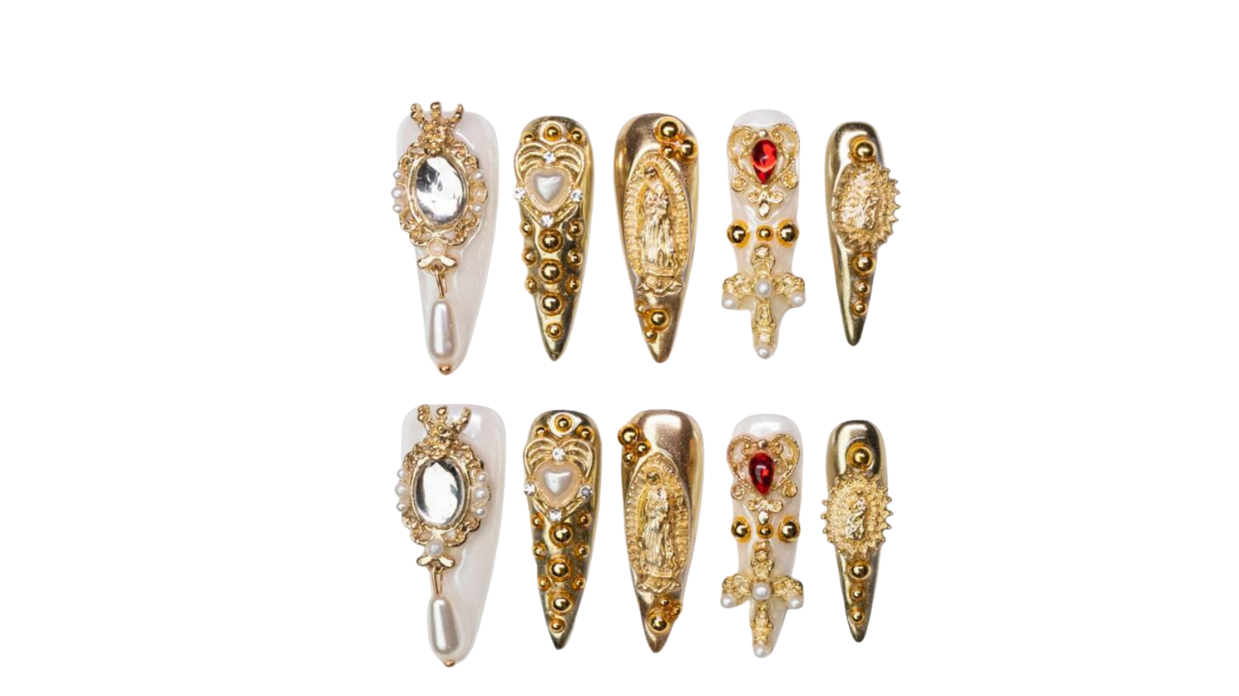 Taylor Handmade Press-On Nails Almond Multicolor